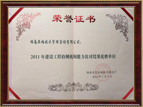 2011建工檢測能力比對優勝單位